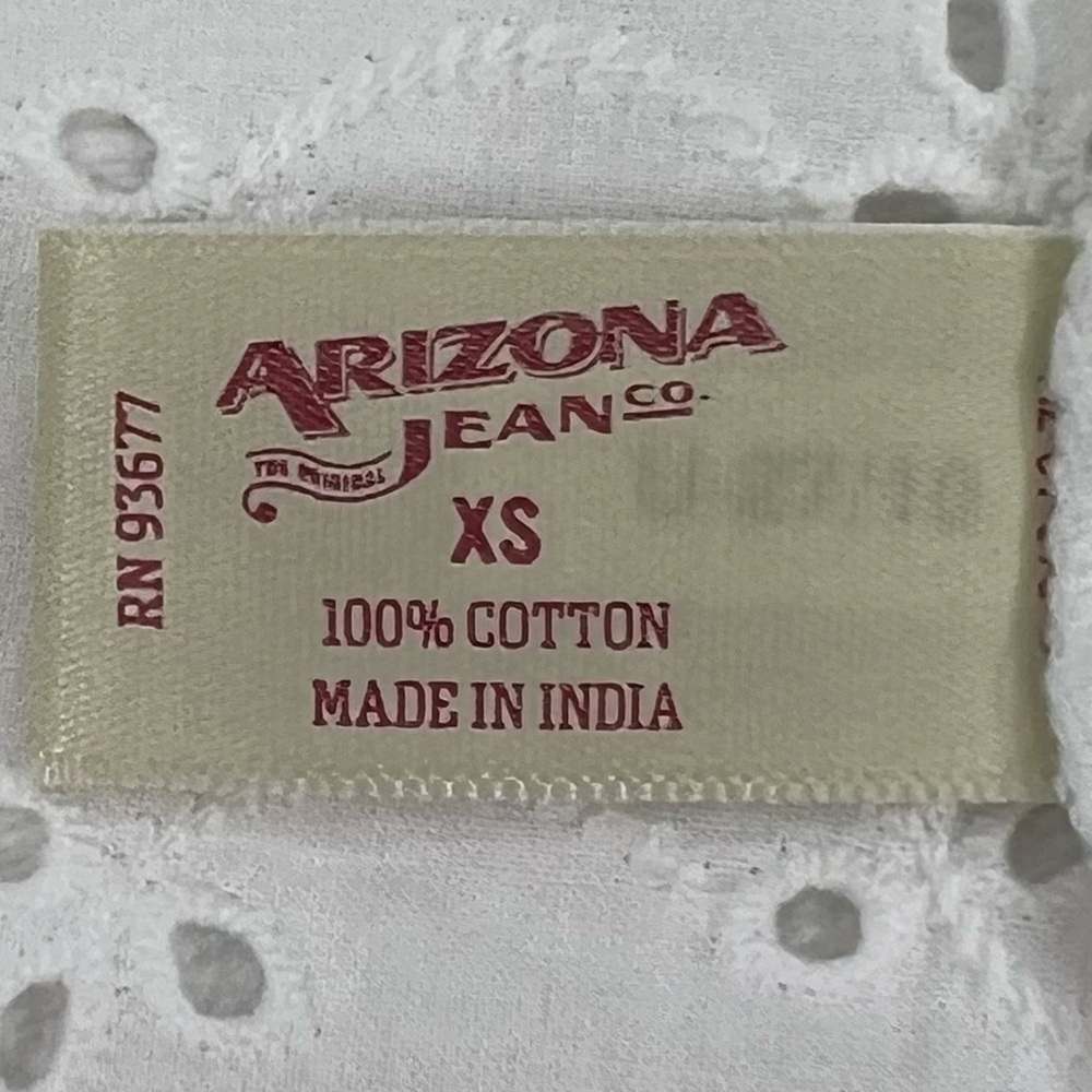 Arizona Jean Co Blouse Eyelet Cotton Long Sleeve Button Up Western White XS - Picture 11 of 14